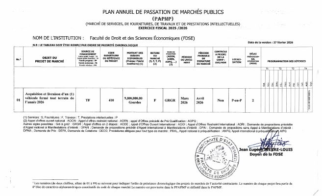 Annual Public Procurement Plan of the FDSE, Fiscal Year 2025-2026