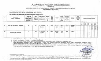 Plan anyèl pasasyon mache piblik Ministère des Cultes, egzèsis 2023-2024