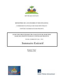 (2016-11) Audit of Procurement Procedures in Six Institutions and Project Units, FY 2014-2015 (Executive Summary)