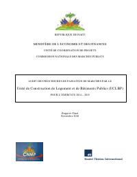(2016-11) Audit of Procurement Procedures — Unit for Housing Construction and Public Buildings (UCLBP), FY 2014-2015