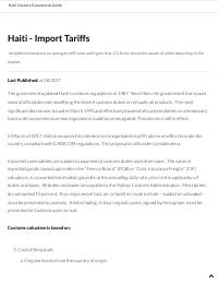 Haiti Country Commercial Guide: Import Tariffs