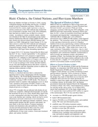 (2016) CRS - Haïti : Le choléra, les Nations Unies et l'ouragan Matthew
