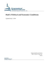 Haiti's Political and Economic Conditions (CRS Report R45034, July 2019)