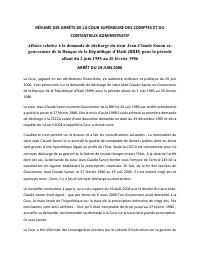 (2006-06) Summary of the CSCCA judgment of 2006-06-19: Affaire relative à la demande de décharge du sieur Jean-Claude Sanon exgouverneur de la Banque de la République d’Haïti (BRH) pour la période allant d