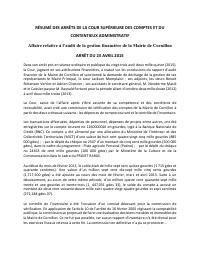 (2015-04) Summary of the CSCCA judgment of 2015-04-23: Affaire relative à l’audit de la gestion financière de la Mairie de Cornillon