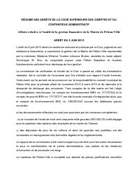 (2015-06) Summary of the CSCCA judgment of 2015-06-05: Affaire relative à l’audit de la gestion financière de la Mairie de Pétion-Ville