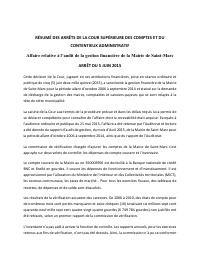 (2015-06) Summary of the CSCCA judgment of 2015-06-05: Affaire relative à l’audit de la gestion financière de la Mairie de Saint-Marc
