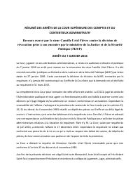 (2016-01) Summary of the CSCCA judgment of 2016-01-07: Recours exercé par le sieur Camille Uriel Fièvre contre la décision de révocation prise à son encontre par le ministère de la Justice et de la Sécurit