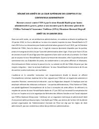 (2016-01) Summary of the CSCCA judgment of 2016-01-19: Recours exercé contre l’ONA par le sieur Ronald Bazile pour fautes administratives graves, prises à son encontre par le directeur général de l’Office 