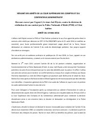 (2016-05) Summary of the CSCCA judgment of 2016-05-19: Recours exercé par l’agent I, le sieur Joel Élysée, contre la décision de résiliation de son contrat par la Police Nationale d’Haïti (PNH) et l’état h