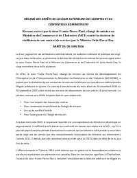 (2016-06) Summary of the CSCCA judgment of 2016-06-26: Recours exercé par le sieur Frantz Pierre-Paul, chargé de mission au Ministère du Commerce et de l’Industrie (MCI) contre la decision de résiliation d