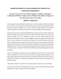 (2017-03) Summary of the CSCCA judgment of 2017-03-07: Recours exercé par le sieur Joubert Neptune, Conseiller économique à l’Ambassade d’Haiti au Canada contre le Ministère des Affaires étrangères et des 