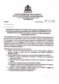 CSCCA Opinion on the draft memorandum of understanding between the Ministry of Planning and External Cooperation and the Ministry of Public Works, Transport and Communications (May 2020)