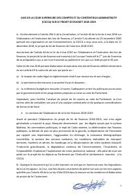 (FY2018-2019) Opinion of the CSCCA on the Draft Finance Law for FY2018-2019