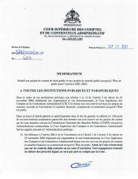 (2021-09) CSCCA Memorandum 21/22 on Draft Public Contracts for Fiscal Year 2021-2022, 29 September 2021