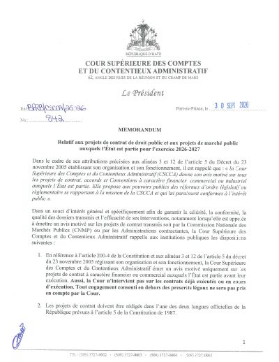 CSCCA Memorandum on Draft Public-Law Contracts and Public Contracts to Which the State Is Party, Fiscal Year 2026-2027