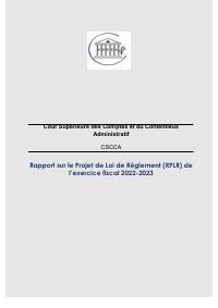 (2022-02) Report on the Draft Budget Settlement Law (RPLR), FY 2022-2023