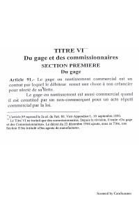 (2022) Commercial Code, Title VI on pledge and commission agents: extracts published by the movable security registry