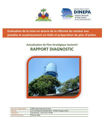 Evalyasyon aplikasyon refòm sektè dlo potab ak asenisman ann Ayiti ak preparasyon plan daksyon: rapò dyagnostik