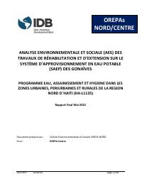 (2021-05) Environmental and Social Analysis: Rehabilitation and Extension of the Gonaives Drinking-Water Supply System (HA-L1135)
