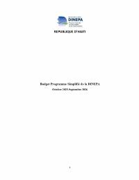 (FY2026) DINEPA Simplified Programme Budget, FY2025-2026