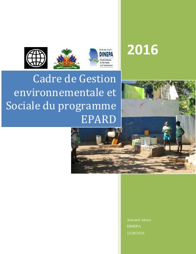 Environmental and Social Management Framework of the Sustainable Rural Water and Sanitation Program (EPARD), December 2016