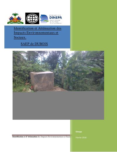 Fiche d'identification et d'atténuation des impacts environnementaux et sociaux : SAEP de Dubois (commune de Anse-à-Foleur, Nord-Ouest), mars 2019