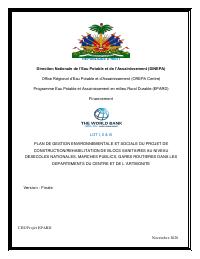 (2020-11) Environmental and Social Management Plan: Construction and Rehabilitation of Sanitary Blocks in National Schools, Public Markets and Bus Stations, Centre and Artibonite (EPARD)