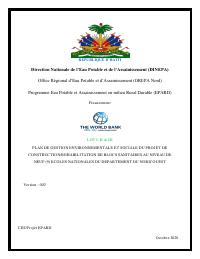 (2020-10) Environmental and Social Management Plan: Construction and Rehabilitation of Sanitary Blocks in Nine National Schools of the Nord-Ouest (EPARD)