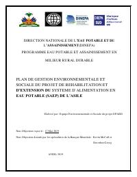 (2019-04) Environmental and Social Management Plan: Rehabilitation and Extension of the L'Asile Drinking-Water Supply System (EPARD)