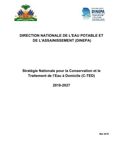 National Strategy for Household Water Treatment and Safe Storage (C-TED), 2018-2027
