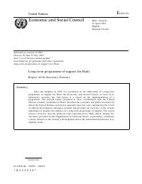 (2003) Long-term Programme of Support for Haiti: Report of the Secretary-General (E/2003/54)