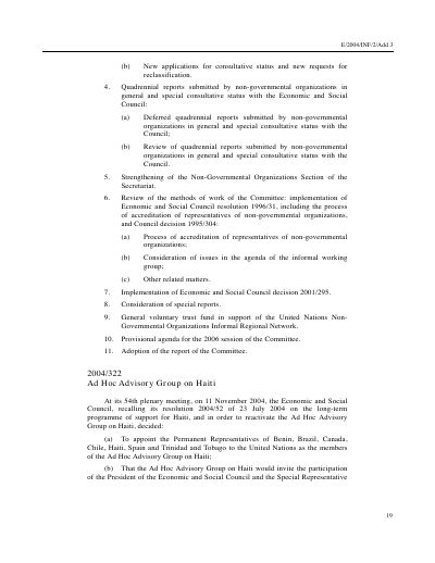 E/DEC/2004/322: Ad Hoc Advisory Group on Haiti (Economic and Social Council decision 2004/322)