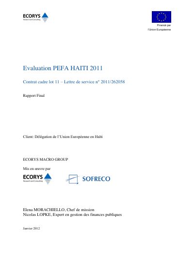 PEFA Assessment of Haiti 2011: Final Report
