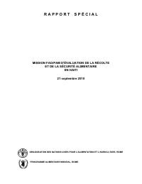 Mission FAO/PAM d'évaluation de la récolte et de la sécurité alimentaire en Haïti