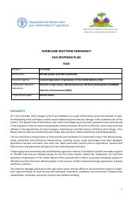 (2016) Haiti: Hurricane Matthew Emergency FAO Response Plan