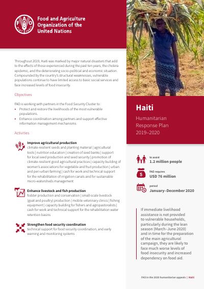 FAO in the 2020 Humanitarian Appeals: Haiti Humanitarian Response Plan 2019-2020