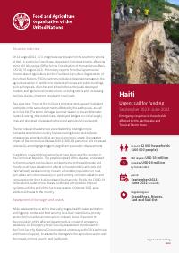(2021) Haiti: Urgent Call for Funding (September 2021-May 2022) - Emergency Response to Households Affected by the Earthquake and Tropical Storm Grace