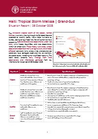 (2025) Haiti: Tropical Storm Melissa | Grand-Sud Situation Report | 26 October 2025