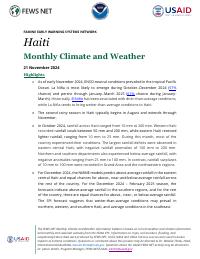 Ayiti, klima ak metyo mansyèl, oktòb 2024
