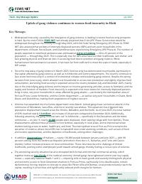(2025-07) Key Message Update: Uptick of gang violence continues to worsen food insecurity
