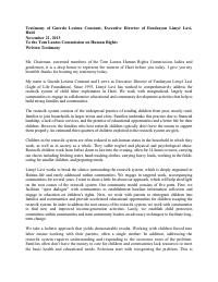 Testimony of Guerda Lexima Constant to the Tom Lantos Commission on Human Rights