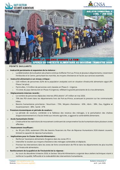 Food Security in Haiti in the Second Quarter of 2026: Quarterly Bulletin 2