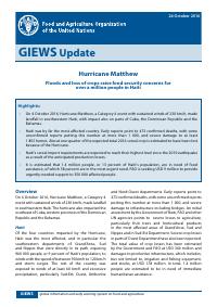(2016) GIEWS Update - Hurricane Matthew: Floods and Loss of Crops Raise Food Security Concerns for Over a Million People in Haiti, 24 October 2016