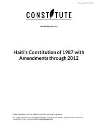 (1987-2012) Haiti's Constitution of 1987 with Amendments through 2012