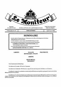 (1990) Order Creating the Commission to Prepare a Development Plan for Metropolitan Port-au-Prince