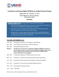 (2014-09-30/2014-10-02) Haiti Land Tenure and Property Rights Training Agenda, September-October 2014