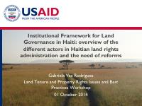 (2014-10-01) Institutional Framework for Land Governance in Haiti