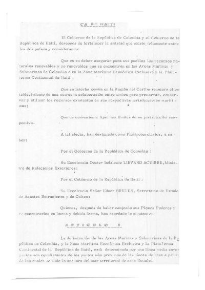 Akò sou delimitasyon fwontyè maritim ant Repiblik Kolonbi ak Repiblik Ayiti