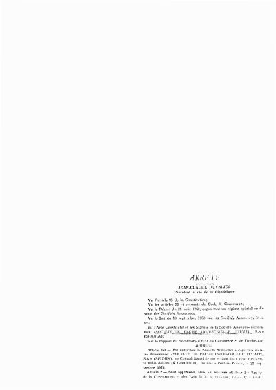Arrêté authorising the Société de Pêche Industrielle d'Haïti (SPIDHA) and approving its statutes